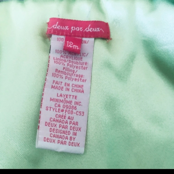 12 Month Old Girl Deux Par Deux Winter Coat - Picture 2 of 4
